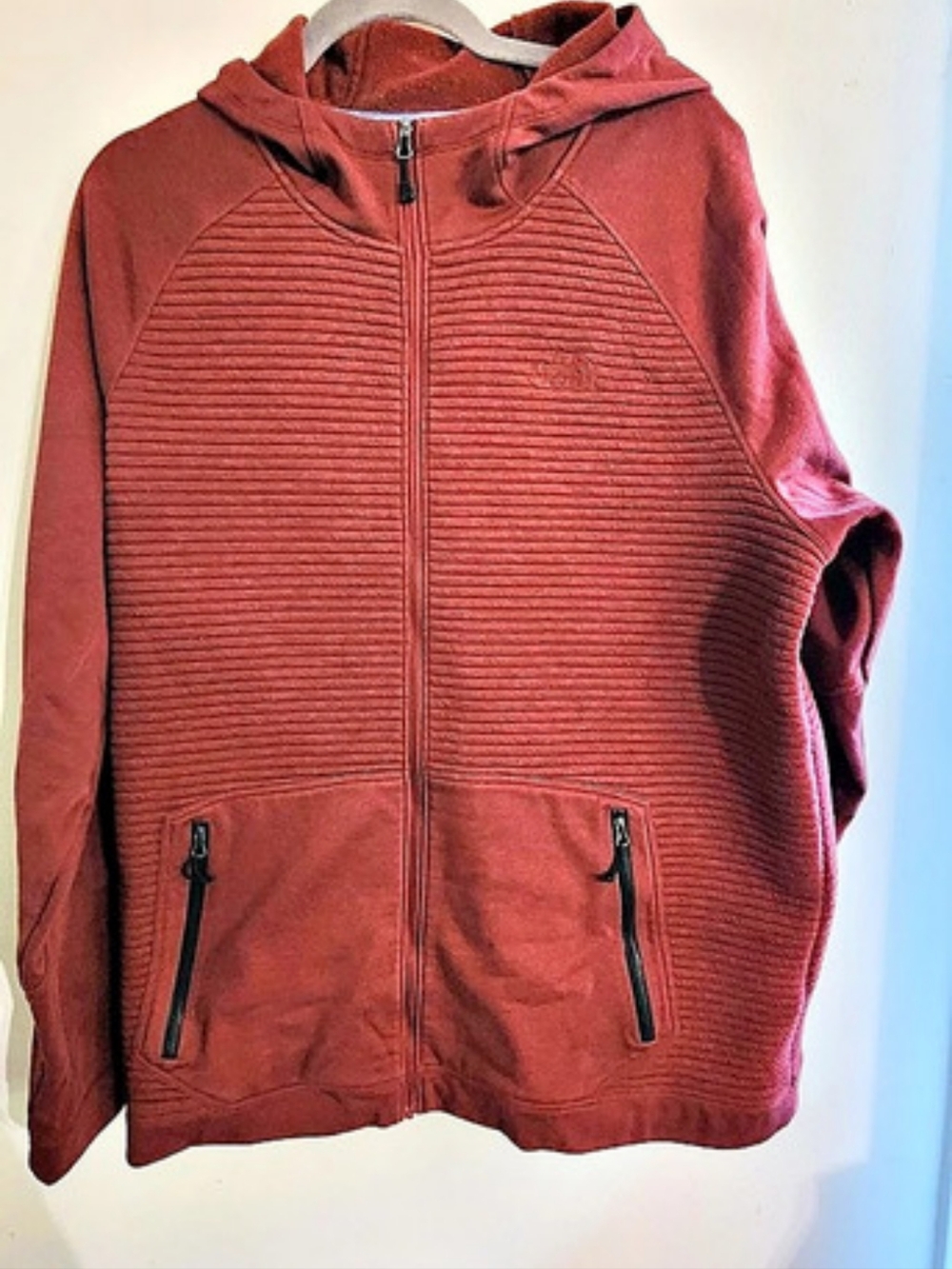 The North Face Men's Brown Ribbed Full Zip Hoodie Jacket Size XL